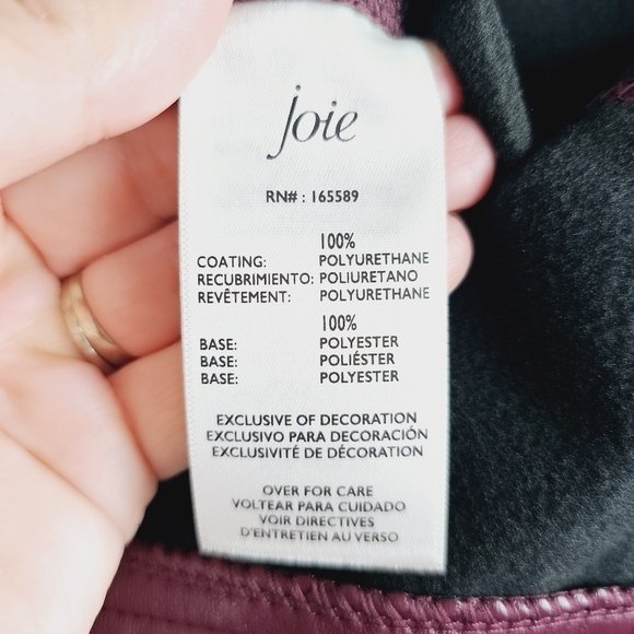 Joie Burgundy Faux Leather Pants NWT Plus Size 14 - Picture 11 of 12